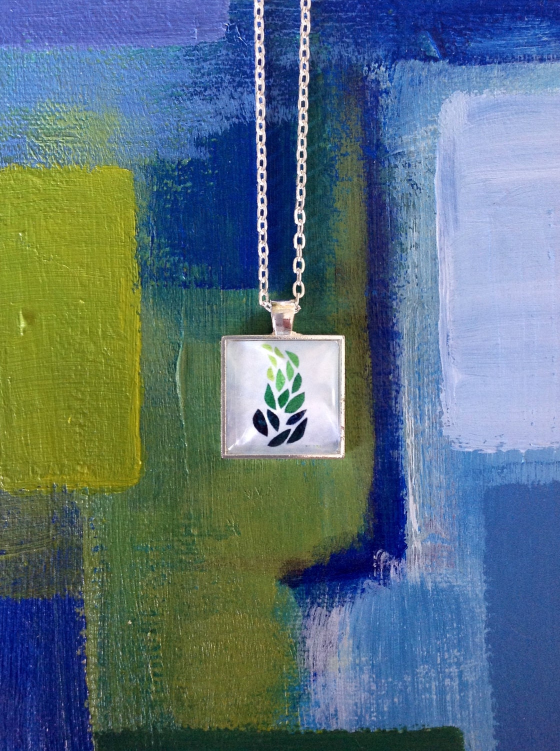 Kaelyn's Peaceful Leaves Square Pendant