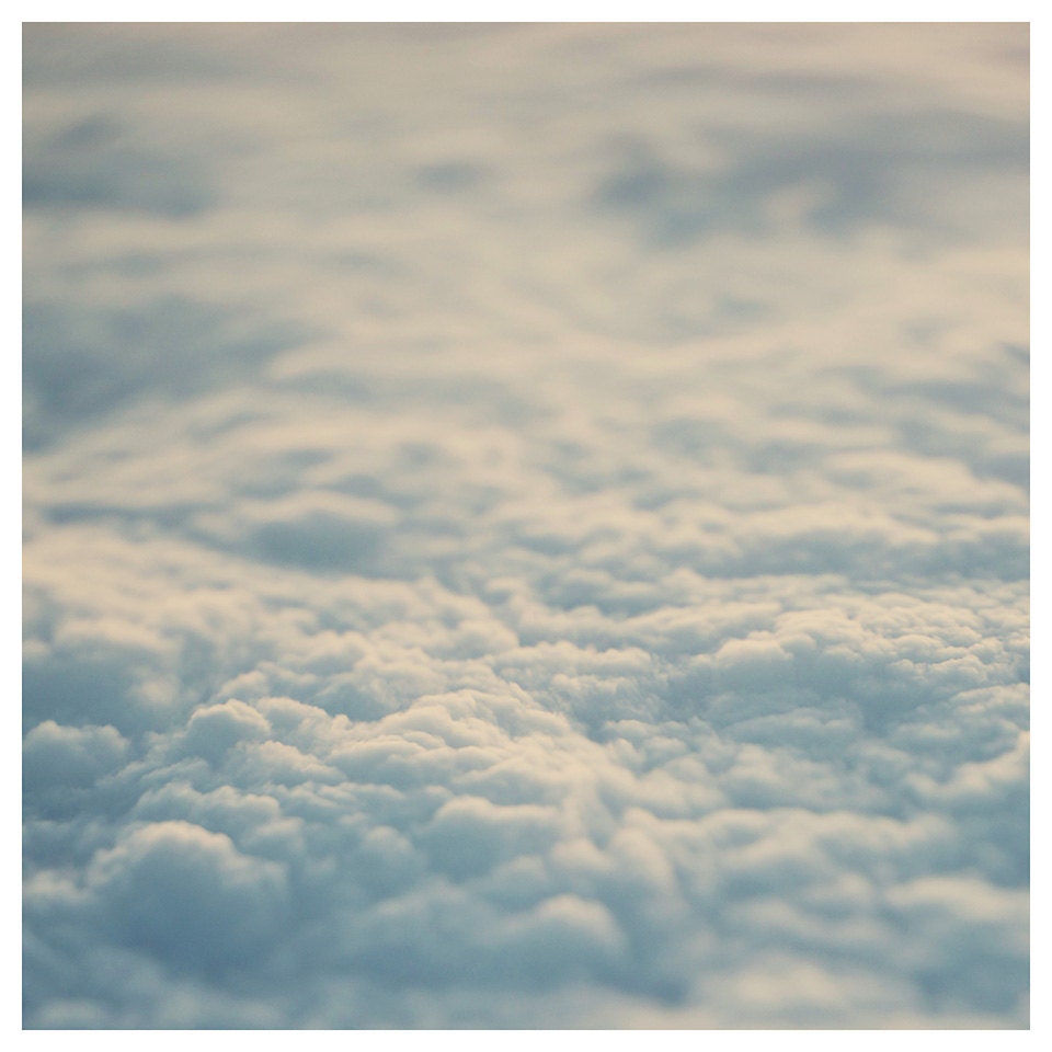 blue clouds sky dream photo print - whimsical fine art nature photography, white, cream, soft, enchanting - 12x12