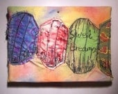 A5 Textile Art Work, Inspired by Sweets, Handmade, Colourful, Candy