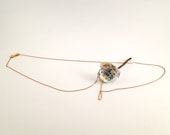 Lace and Map Paper Rose Necklace - Vintage Copper Chain with Vintage Gold Bow Clasp - 30 inch long necklace