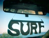 Go Surf or Fish Charm Necklace Rear View Mirror Jewelry Upcycled Beach mat OOAK