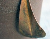 Hand forged - Copper jewelry - rose leaf earrings - hand crafted earrings - OOAK - metal smith ea