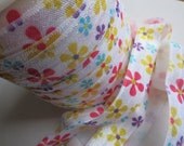 Flower Elastic, Printed Elastic, Spring DIY Headbands, Hair ties, Hair Bands, No Tug, No Pull, Pattern Elastic, Pink, Yellow, Blue