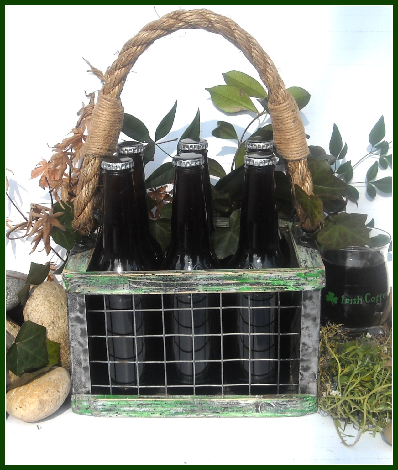 beer box, beer carrier, beer tote, homebrew, wood beer box, wood beer carrier, irish, st. patricks day, fathers day, gift