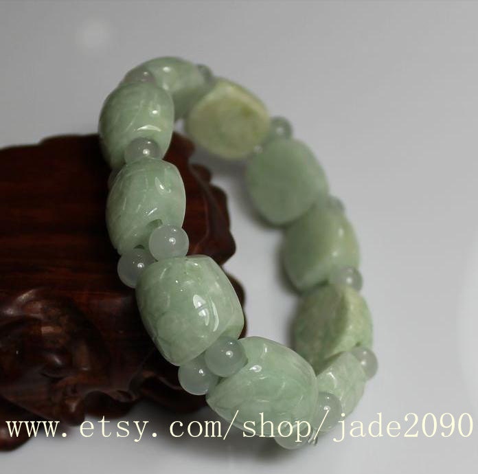 Free Shipping - Real  Green jadeite jade  beaded Turtle shell beads Bracelet - adjustable string