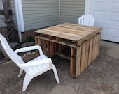 Patio table made of repurposed pallets