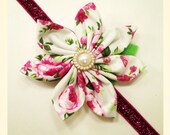 Pretty Fabric Flower Glitter Headband for Babies, Toddlers, Girls, Adult