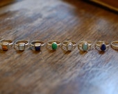 VINTAGE Indian Silver Bohemian stone rings lapis lazuli moonstone tigers eye coral malachite
