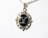 Sigil of Lucifer (Seal of Satan) - Handmade Vintage Cameo Pendant Necklace