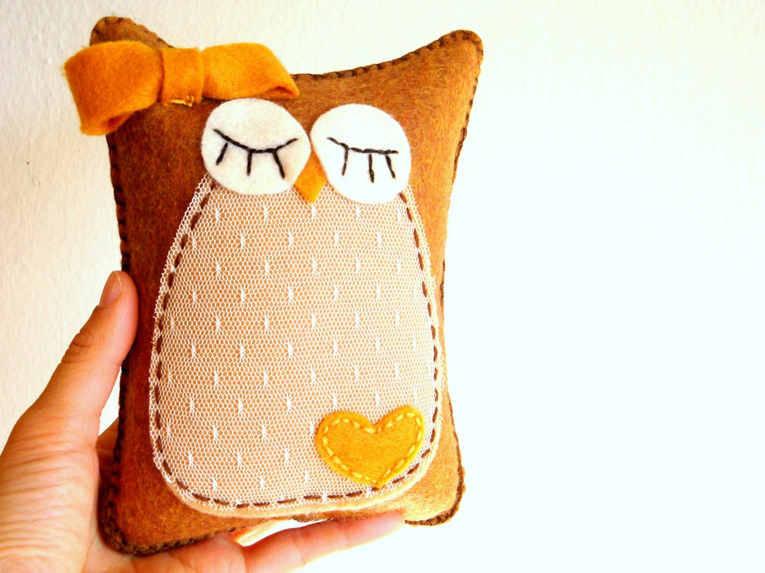 Owl decor for woodland nursery - Plush Owl Decoration named Bernadette - Baby shower decorations - Felt owl shabby chic home decor