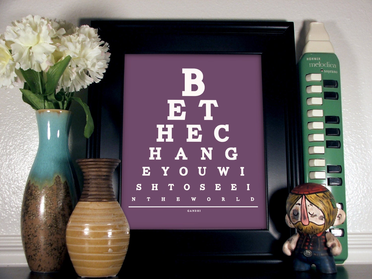 Gandhi, Be The Change You Wish To See In The World Eye Chart, 8 x 10 Giclee Print BUY 2 GET 1 FREE