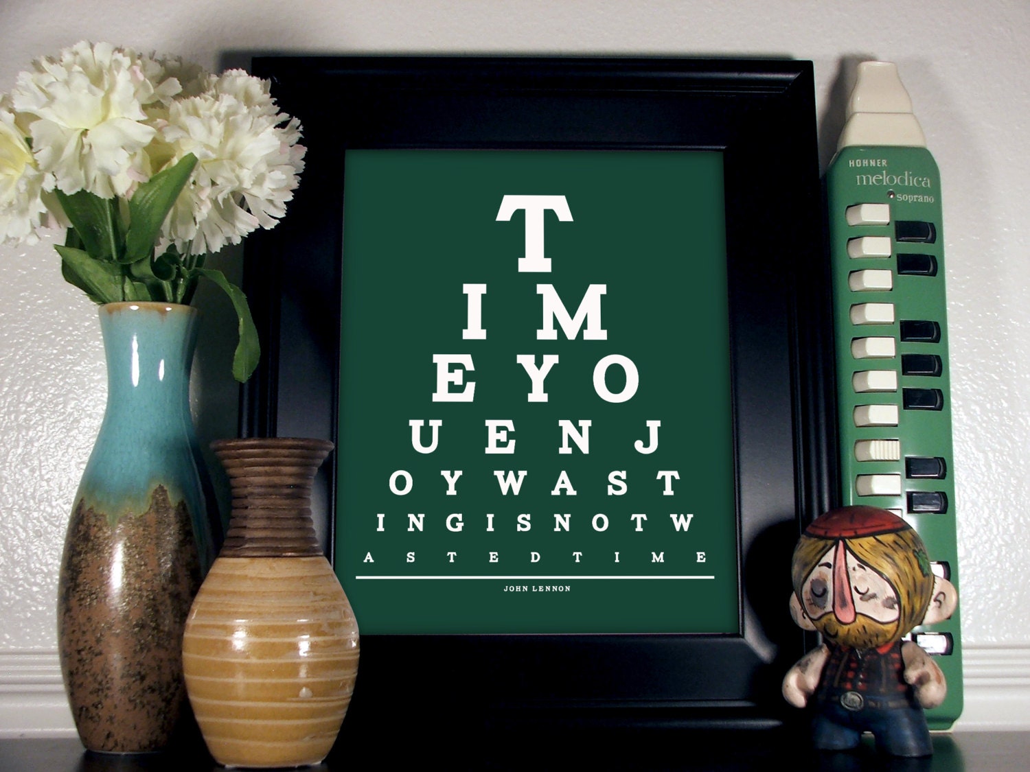 John Lennon, Time You Enjoy Wasting Is Not Wasted Time Eye Chart, 8 x 10 Giclee Print BUY 2 GET 1 FREE