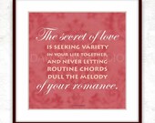 Printable Modern Typography Art Wall Home Decor Love Wedding Gift  " The secret..." Famous Quotes Art Poster Red Peach Digital DIY JPG