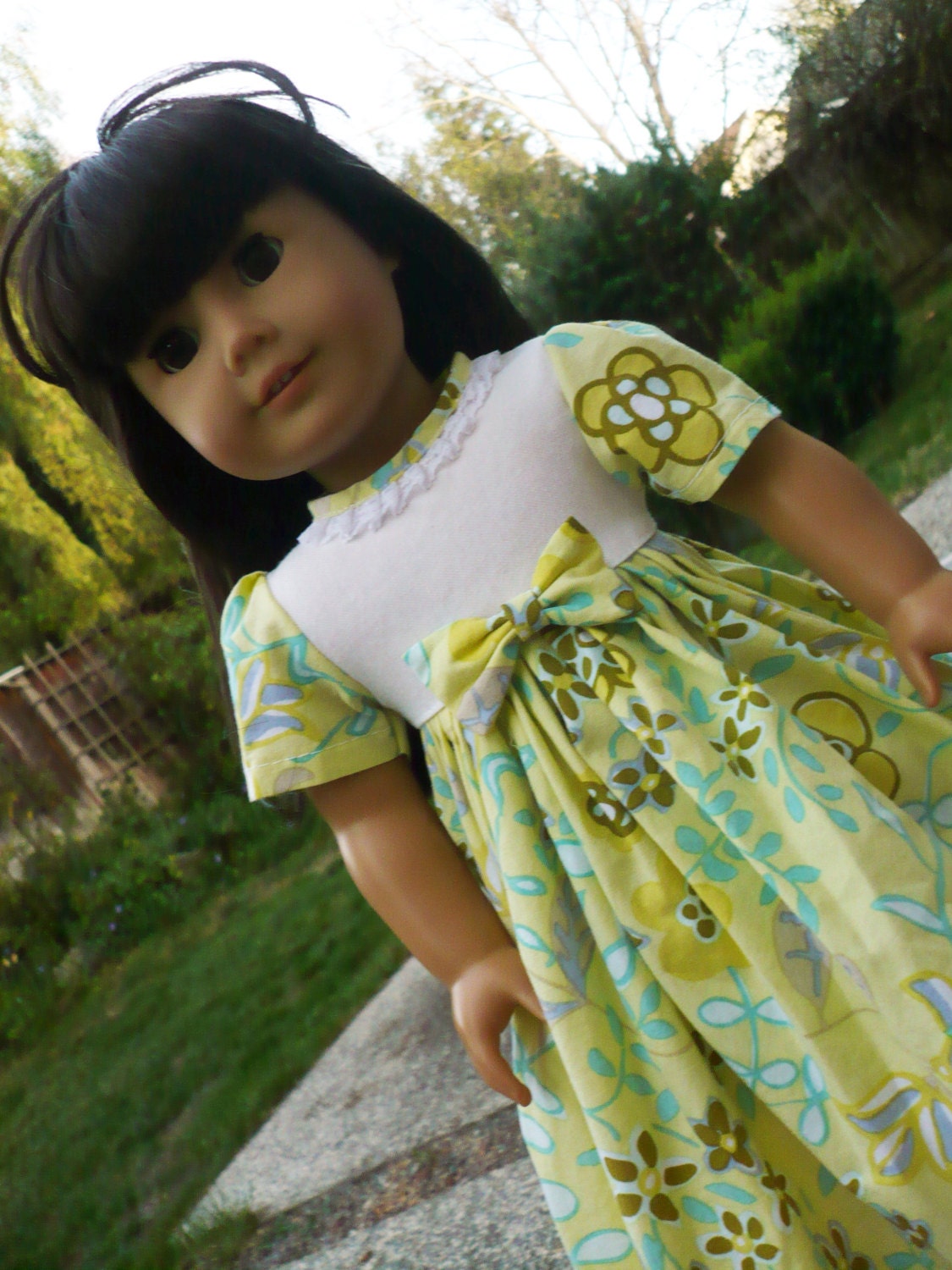 american girl doll clothes/ handmade/  flower dress/ easter dress/ spring dress