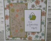 Mum card, Mothers Day, handmade, green, blank, birthday, thank you, just because, floral, modern, card for her