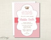 Princess Girl Baby Shower Invitation - royal, pink, gold, lavendar, purple, Tiffany blue, crown - digital file, printable Il_170x135