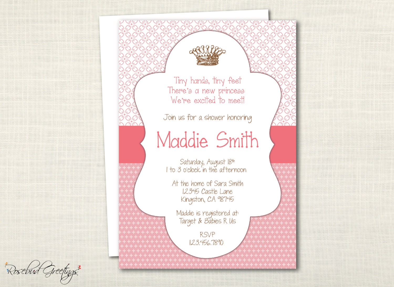 Princess Girl Baby Shower Invitation - royal, pink, gold, lavendar, purple, Tiffany blue, crown - digital file, printable Il_570xn