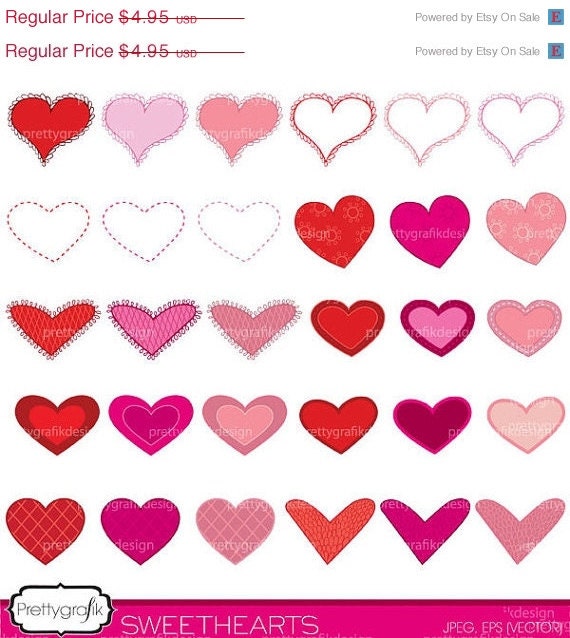 40% OFF valentine hearts clipart commercial use, vector graphics, digital clip art, digital images, instant download - PGCLPK447 Il_170x135
