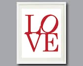 LOVE Art Print - 8x10 - Typography Print - Nursery, Kids Room, Home Decor, Living Room, Bedroom - Brick Red OR Choose Colors
