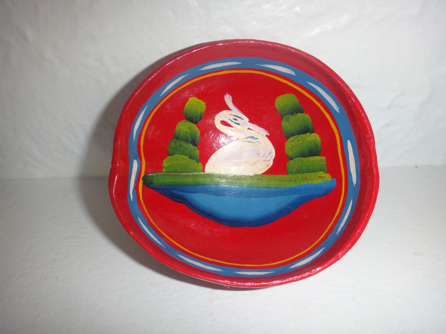Vintage Wooden Decorated Small Bowl