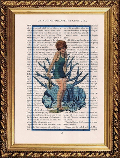 Book Page Print Deco Beach Girl In Coral Reef Home Decor Wall Decor Mixed Media Art Buy 2 Get 1 Free