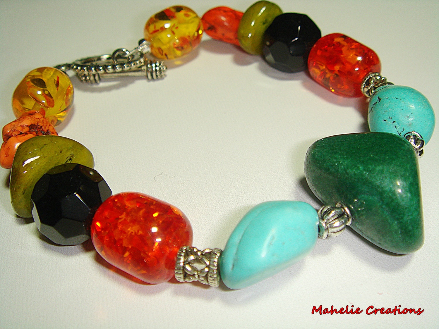 Multicolor bracelet, statement bracelet, affordable jewelry, multistone bracelet, chunky bracelet, colorful jewelry