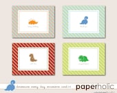 RAWR Dinosaur Thank You & more Stationery Kit - Printable Blank Cards by Paperholic - for every day occasions