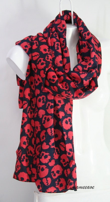 Chiffon skull striped red.shawl/wrap/scarf/accessory/hijab/gift/women gift/pashmina/scarves