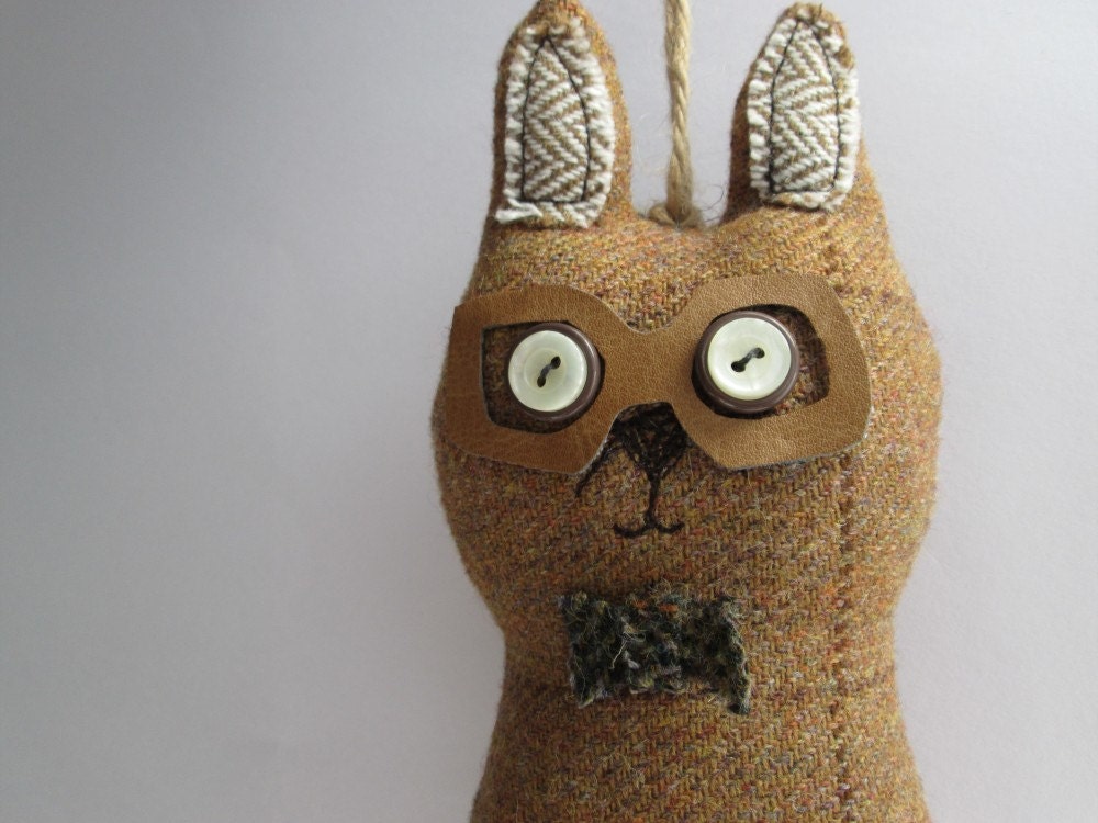 Harry the rabbit.Nerd/Geek chic wool tweed Bunny Rabbit hanging decor with a Harris Tweed bow tie-lavender scented