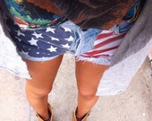 All American Girl Vintage LEVIS Studded Frayed Denim CUT-OFF Shorts S
