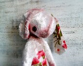 OOAK floral bunny bear teddy bear artist bear 10 inches pale pink creamy ivory