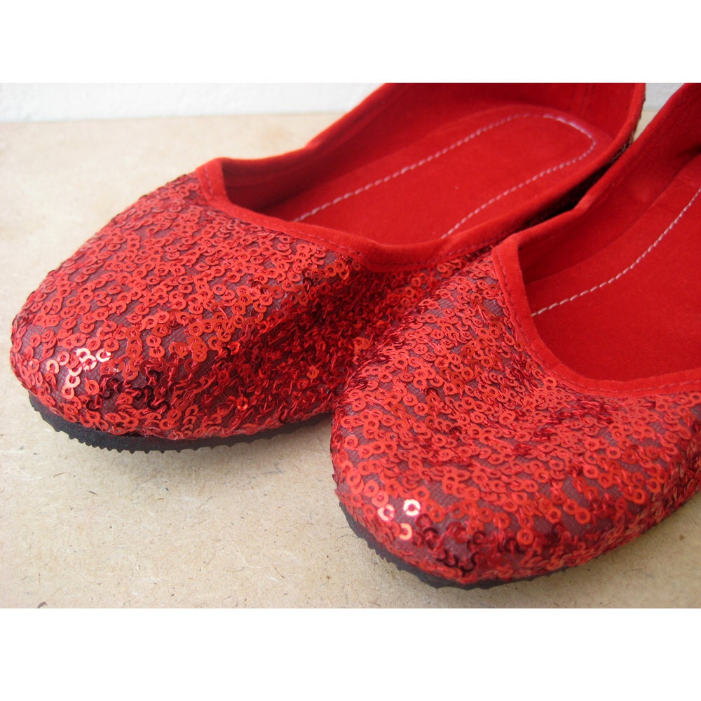 Red Shoes Sequin Ballet Flats /Handmade Indian Designer Women Shoes or Slippers/Sequins Shoes