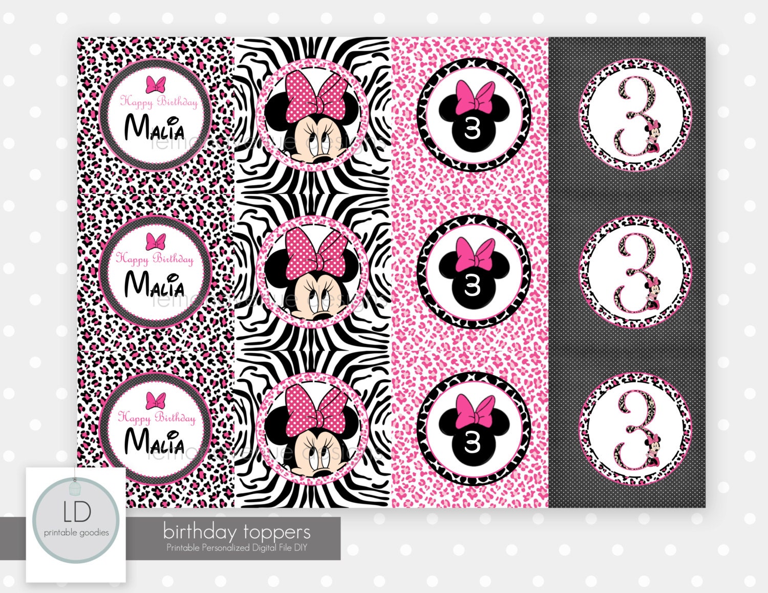 Minnie Mouse Birthday Favor Tags customized with name Il_170x135