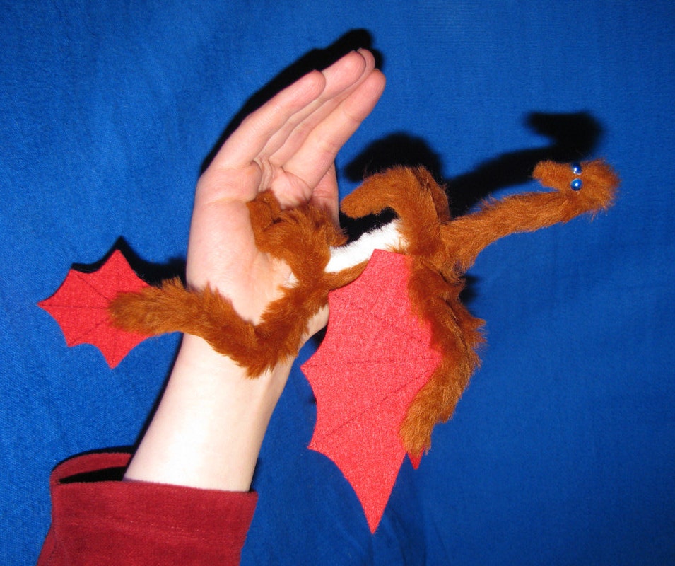 miniature dragon posable art doll miniature faux-fur ooak handmade