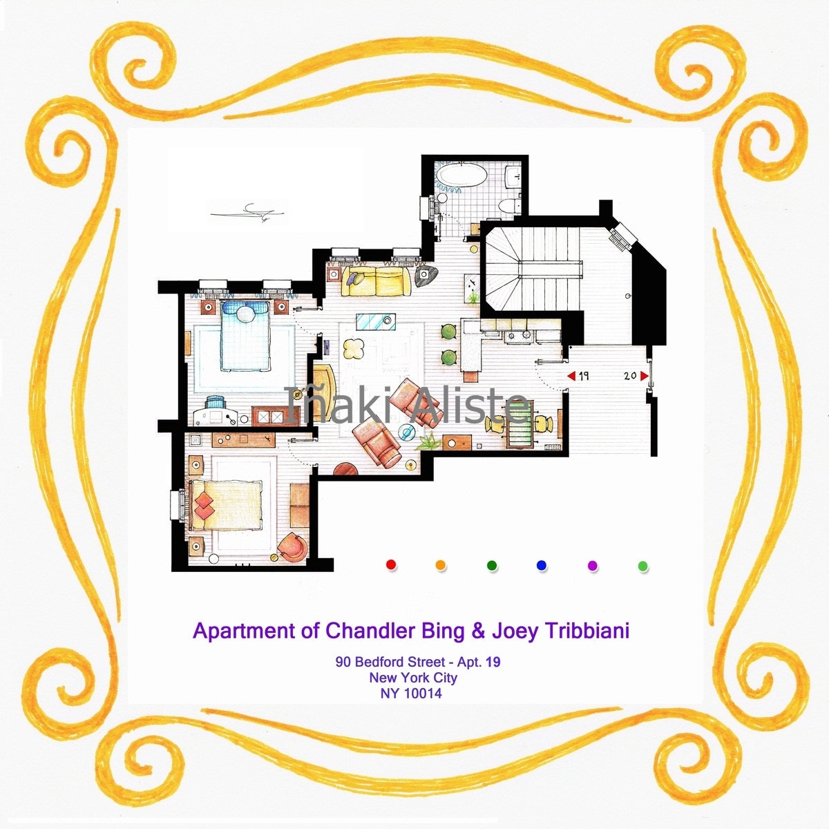 Apartment of Chandler & Joey from "FRIENDS" inside a peephole