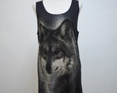 Wolf (Size M) : Siberian Husky Fox Wild Animal T-shirt Tank top Tunic Unisex Shirt Vest Women Sleeveless Men Singlet Black T-Shirt