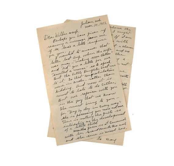 Vintage Handwritten Letter, 1923, Julian Nebr., letter, - vintagetoyshoppe