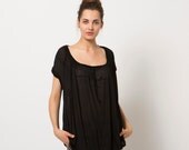 Women Knit Top, Black Shirt, Summer Blouse, Women Clothing