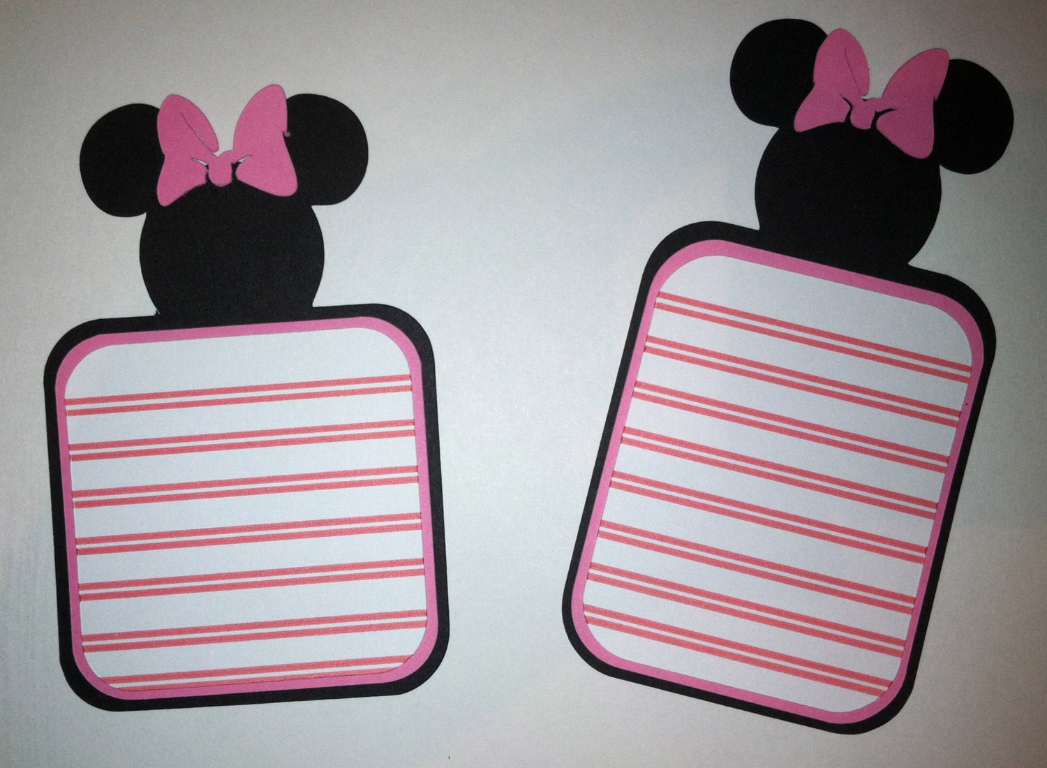2 Minnie Mouse note cards for scrapbooking Cricut die cuts Disney