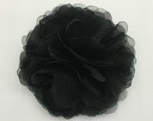 Black 7.5cm Chiffon Flower Motif for Corsage Brooch Headband Wedding Bridal Hair Accessories Hat Hair Clips Handmade Annielov Flower 15