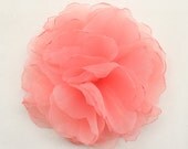Coral 7.5cm Chiffon Flower Motif for Corsage Brooch Headband Wedding Bridal Hair Accessories Hat Hair Clips Handmade Annielov Flower 15