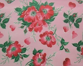 Vintage Gift Wrapping Paper - Valentine's Day Floral Poppy Heart Petals- 1 Unused Full Sheet