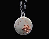 Sterling Silver Pendant with Copper Inlay/Beads on a Sterling Silver Chain Necklace