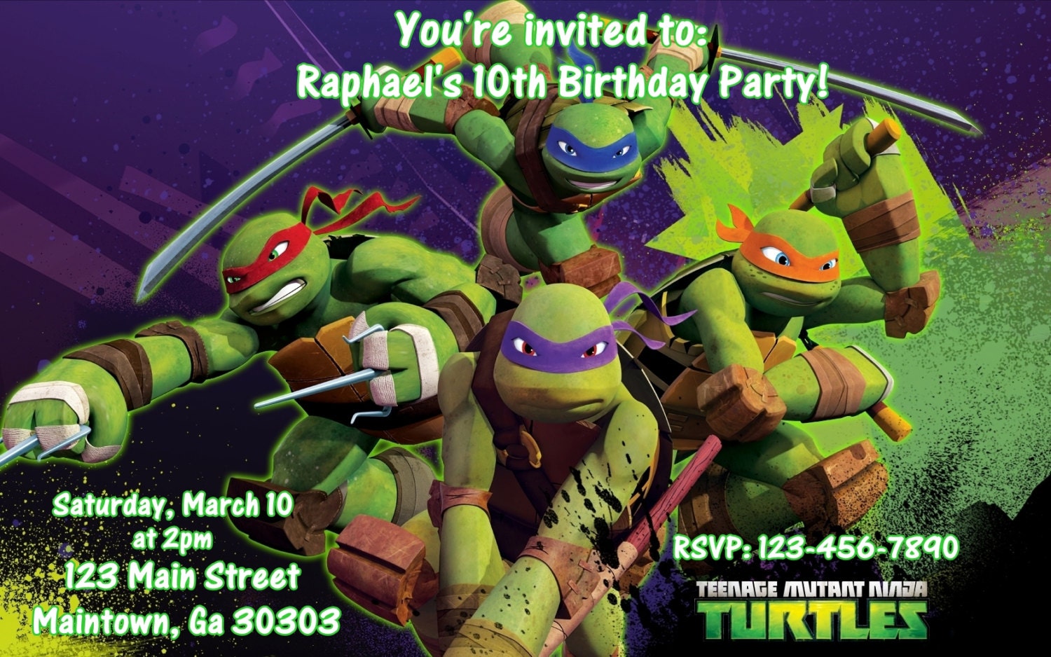Teenage Mutant Ninja Turtles birthday invitations Il_570xn