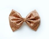 brown flower, floral hair pin, chic - linen fabric, gift for girls, cute handmade ribbon art, fabric bow, french barrette, big, princess