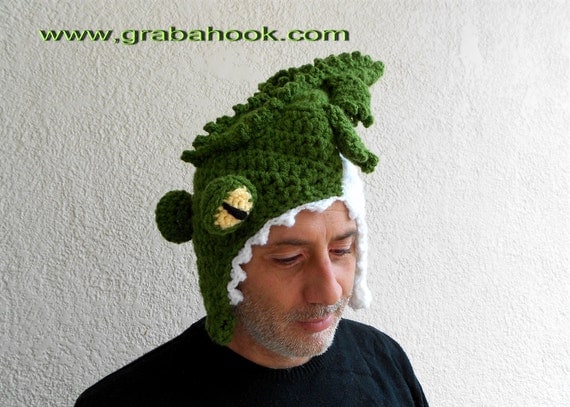 Funny Crocodile hat Eating your Head-Crochet pattern 