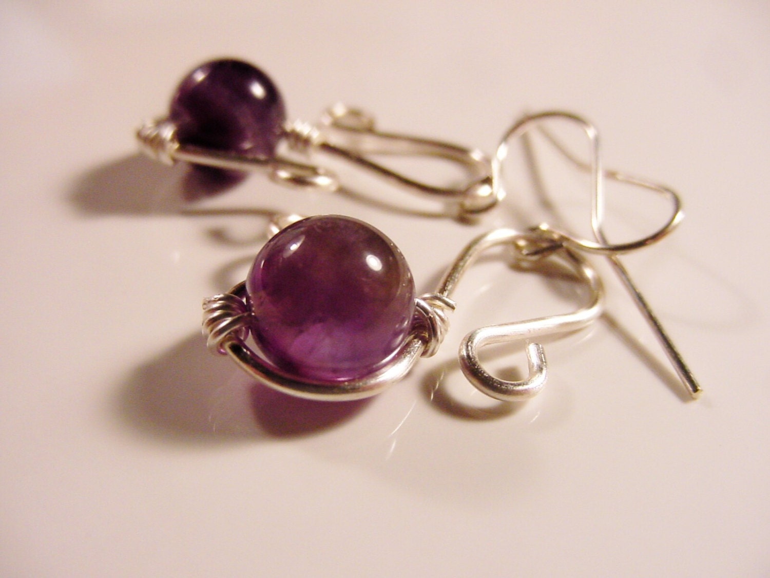 Amethyst Wire Wrapped Earrings, Semi Precious Stone Earrings, Choose your own stone, Chakra, Reiki Jewelry, Gift Idea,