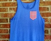 Men's Red White and Blue Pocket Tank