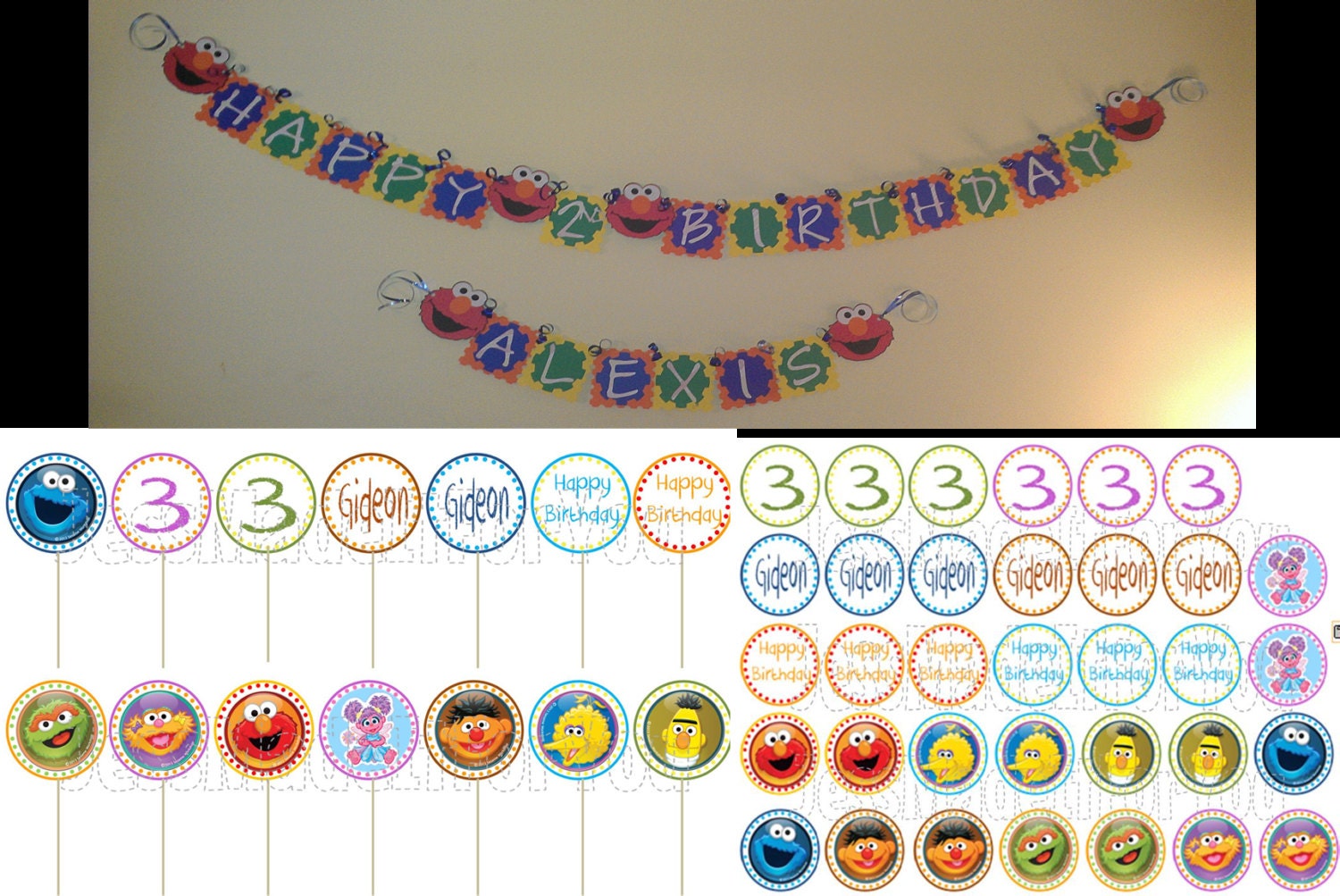 Sesame Street Elmo Birthday Party Package Including Banner, Cupcake Toppers, and Table Decorations