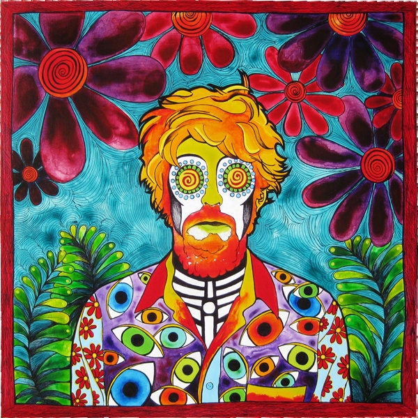 Individual Portrait in the "Dia de los Muertos" or "Day of the Dead" Style